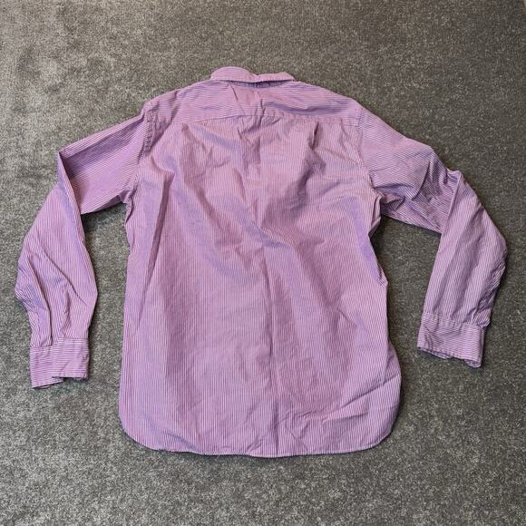 J.Crew 2-Ply Cotton Shirt Medium M Red White Stripe Long Sleeve Button-Up Comfy - Picture 6 of 9